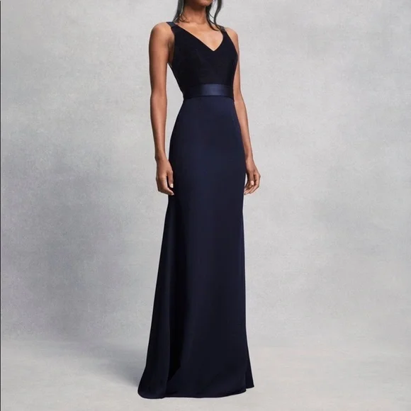 NWT White by Vera Wang Crepe and Velvet Bridesmaid Dress